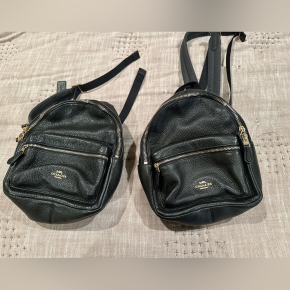 Coach mini backpack purse (black leather with gold detail) - Picture 2 of 5